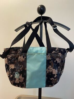 Timbuk2 Camo Tote with Aqua Center Panel and Black Straps